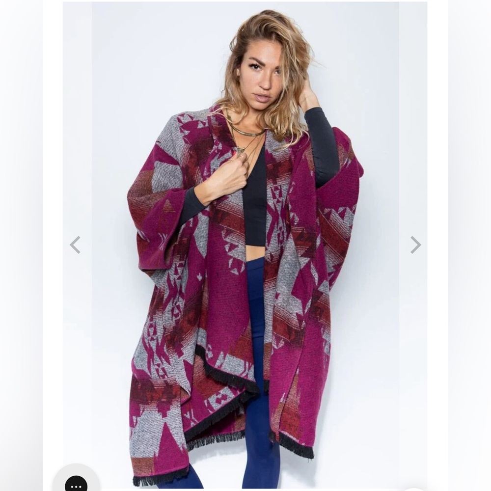 Grey Fox Pink Fabric Poncho by SpiritHoods
